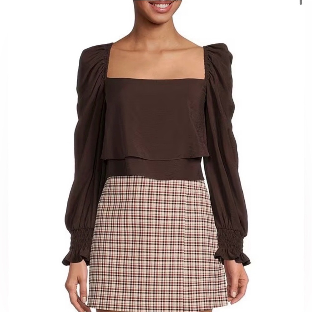 NWT Gianni Bini Mila Drapey Sleeve Woven Blouse. Sz XL-0258